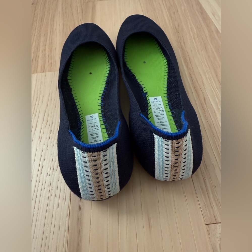 Rothy’s navy flats square toe size W8.5 - Picture 6 of 10